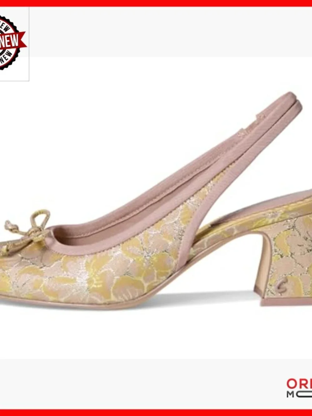 Women's Slingback Pumps with 2.5-Inch Block Heel, Floral Print